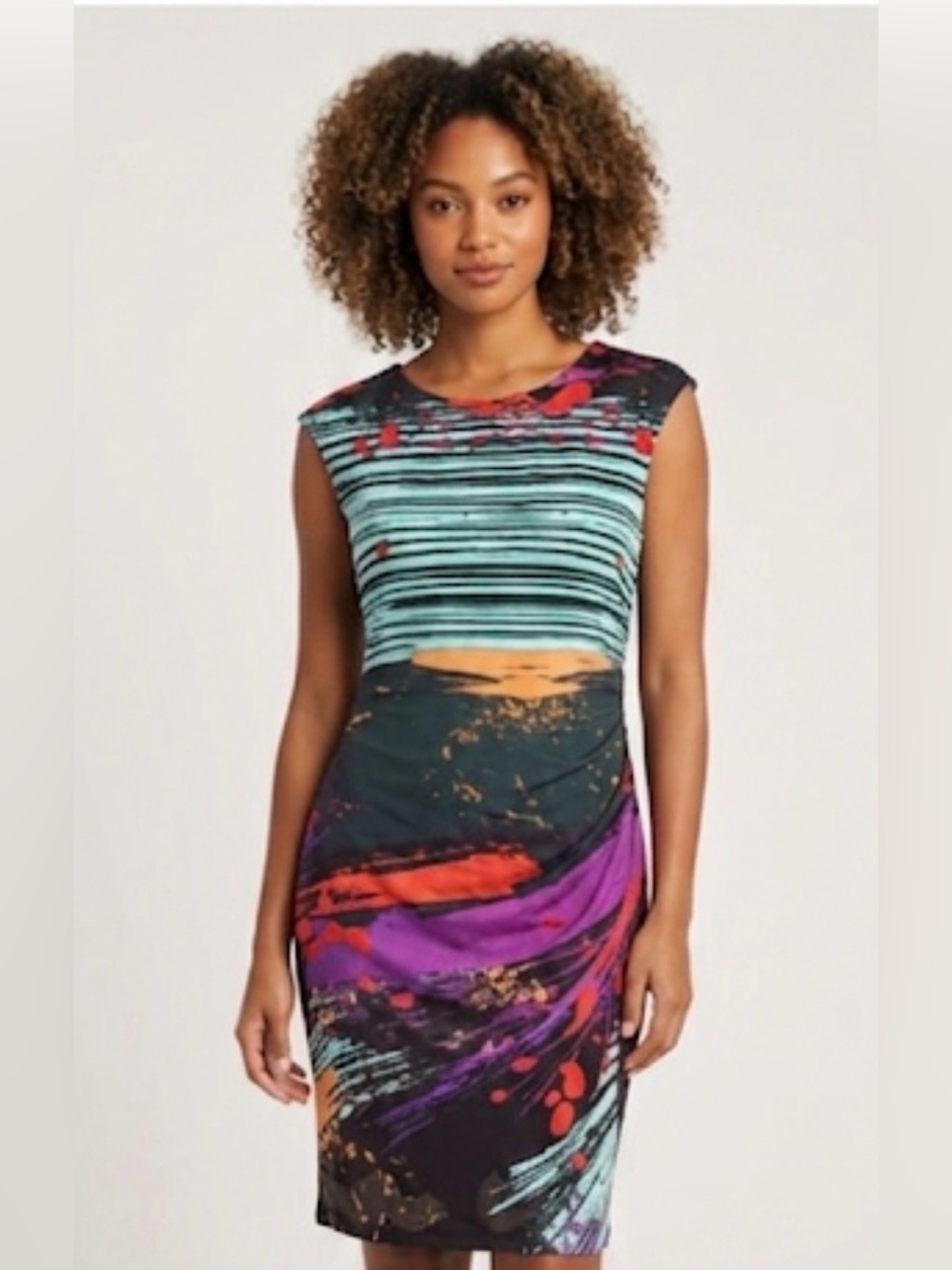 Multicolor Abstract Women's Midi Dress